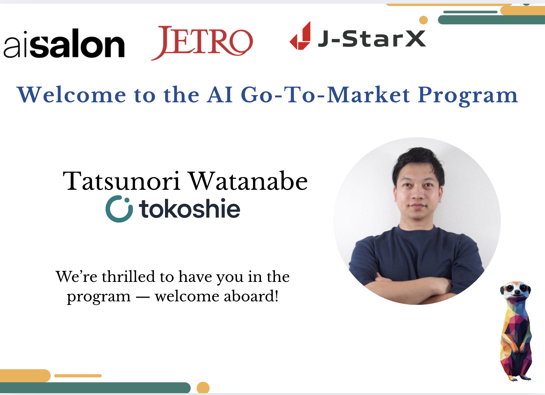 【Selected for the J-StarX AI Go-To-Market Program】