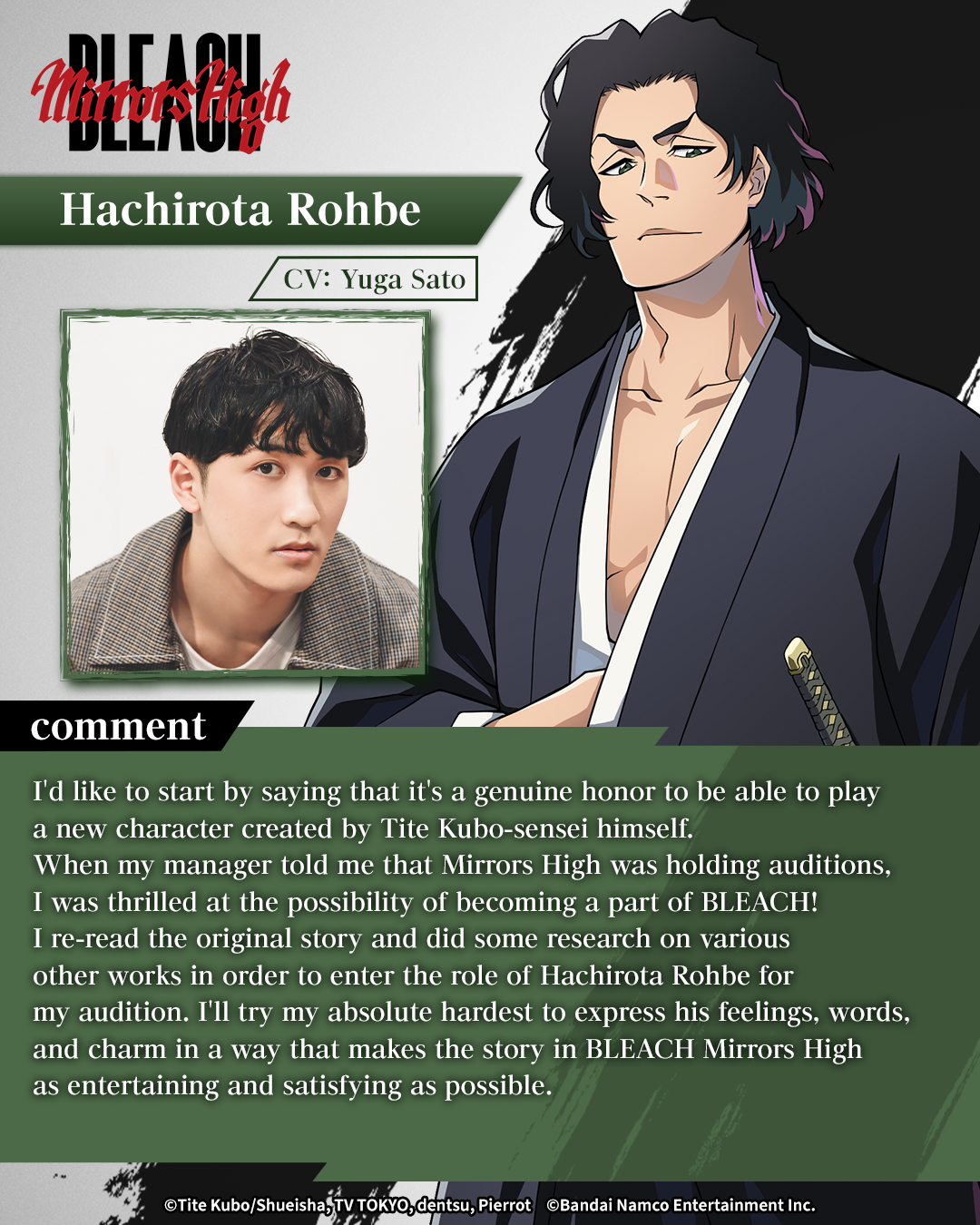 Cast commentary picture of Yuga Sato (Hachirota Rohbe)