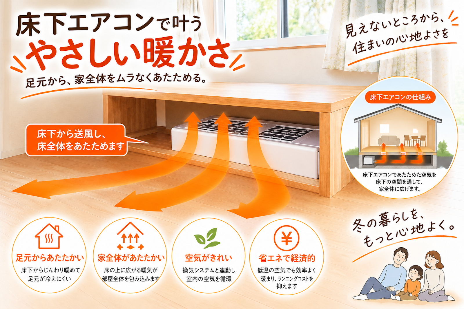 足元から家全体を暖める「床下エアコン」