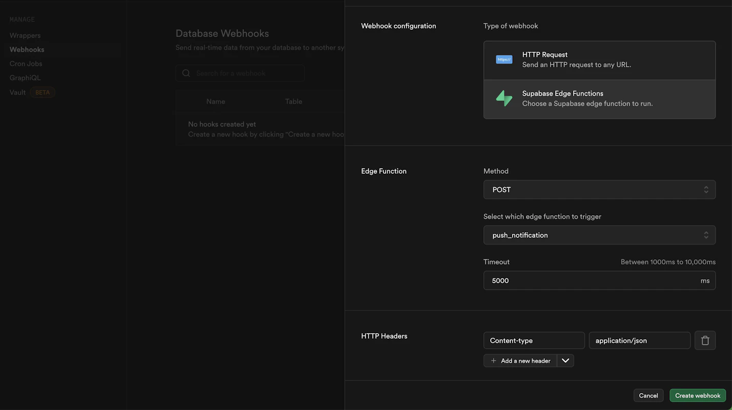 Webhook configuration