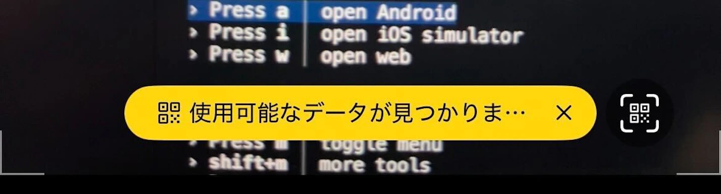 npx expo startのQRコードが読み取れない