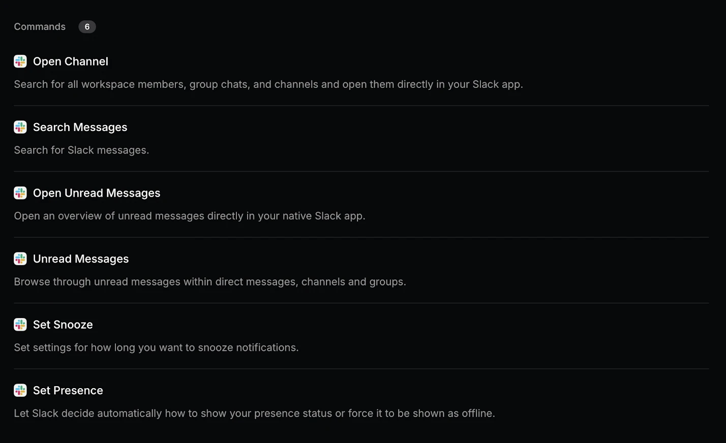 slack commands