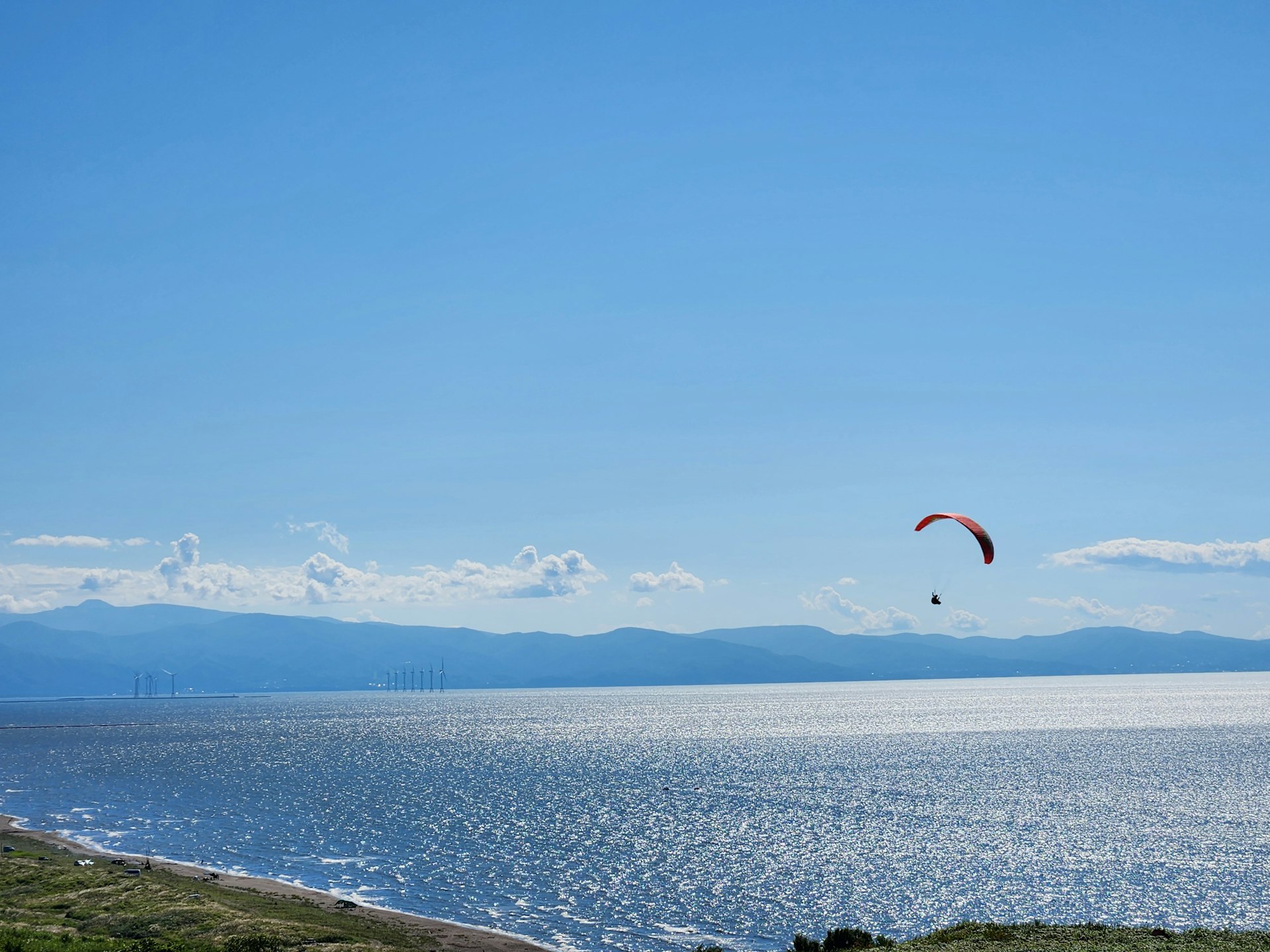 The beautiful blue sea and blue sky of Mochirai