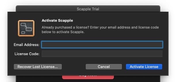 Scapple：アクティベーション