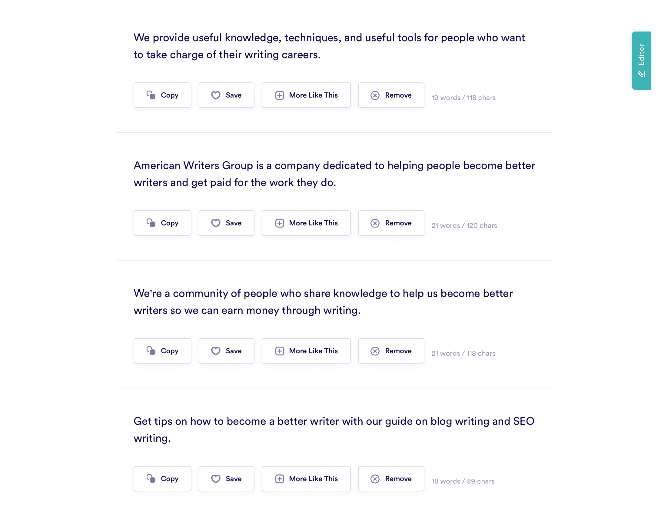 Copy AI：広告コピー（出力結果）