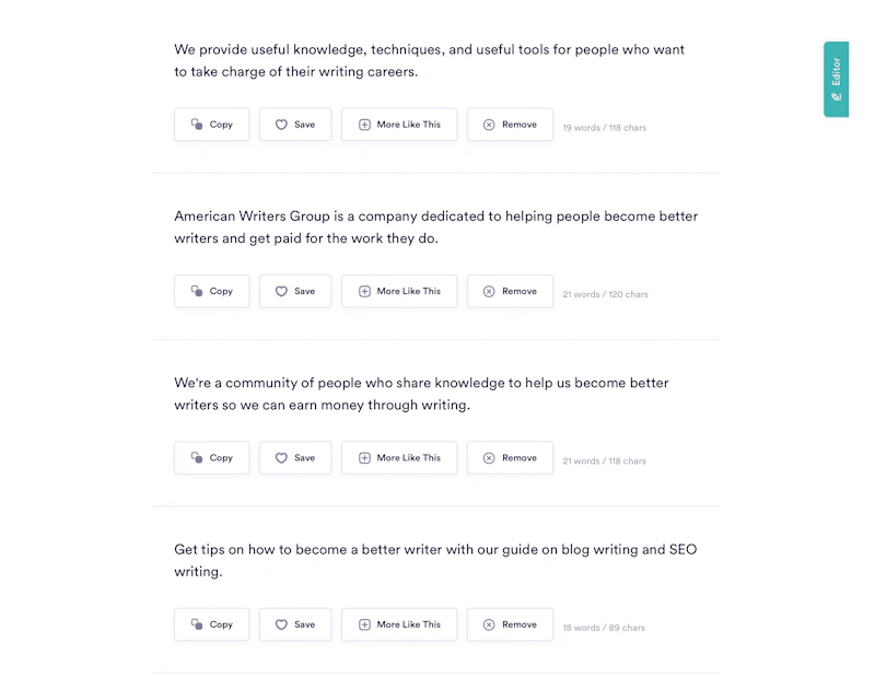 Copy AI：広告コピー（出力結果）