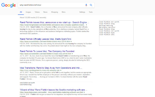 Extract People also search phrases in Google