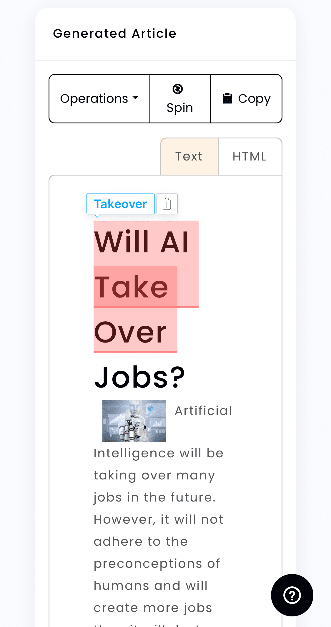 Article Forge:iPhone表示