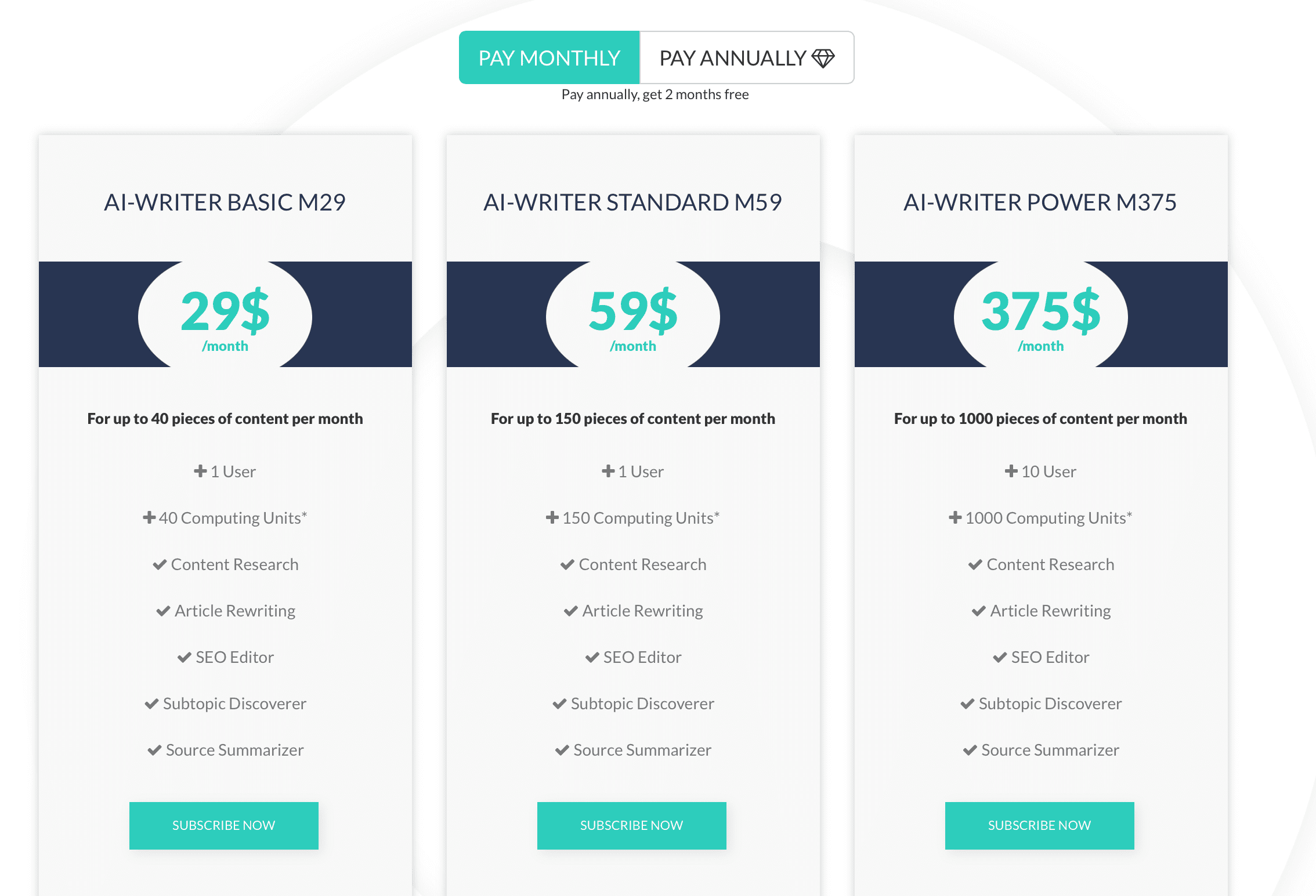 AI-Writer： 料金プラン