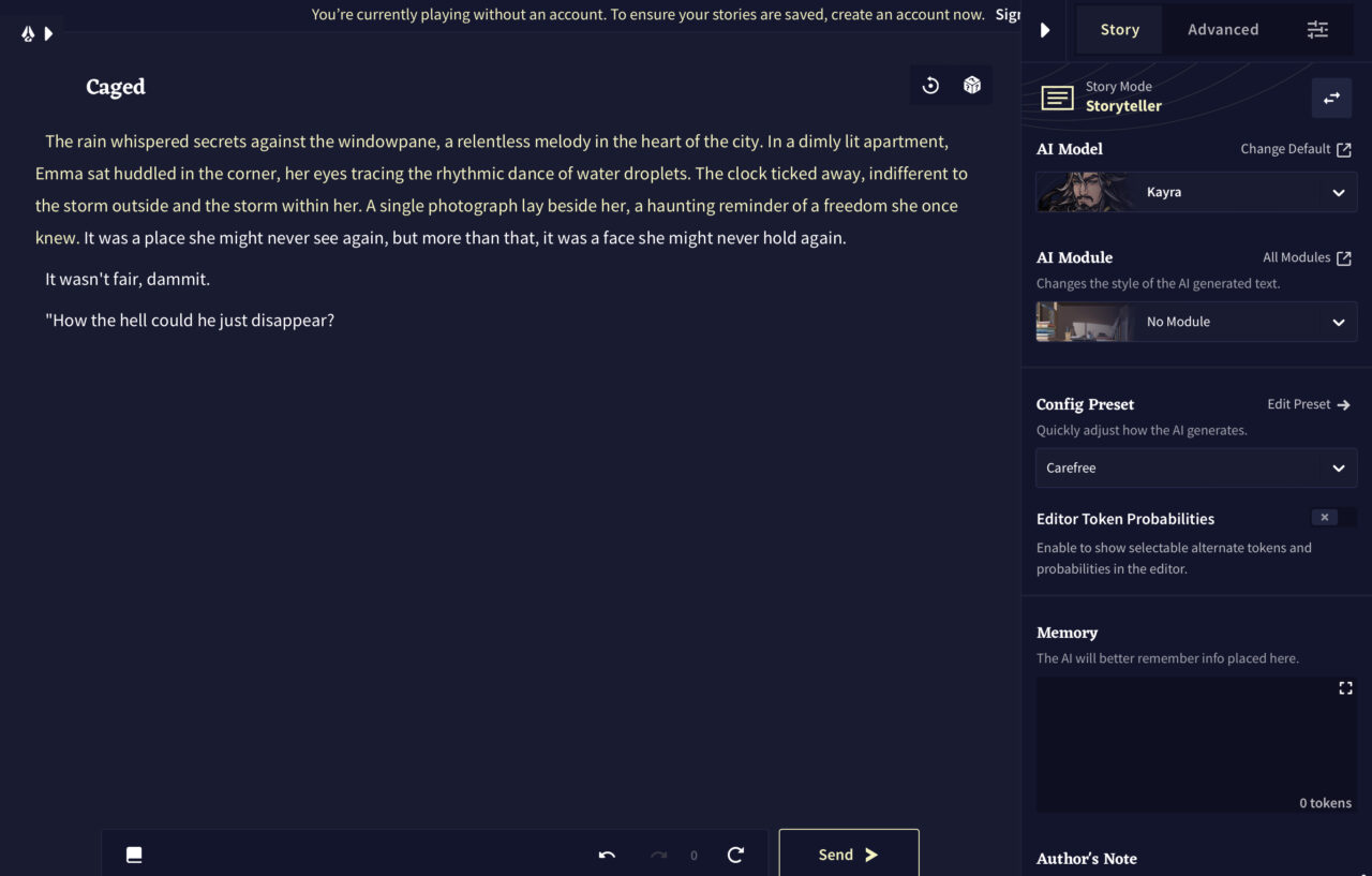 Novel AI：サイドメニュー