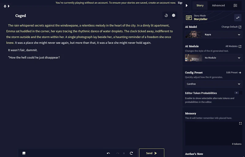 Novel AI：サイドメニュー
