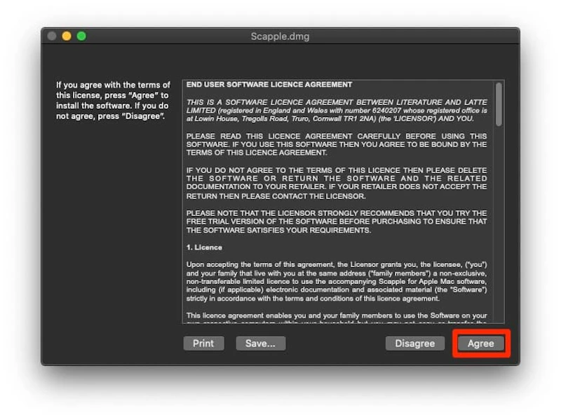 Scapple：インストール画面