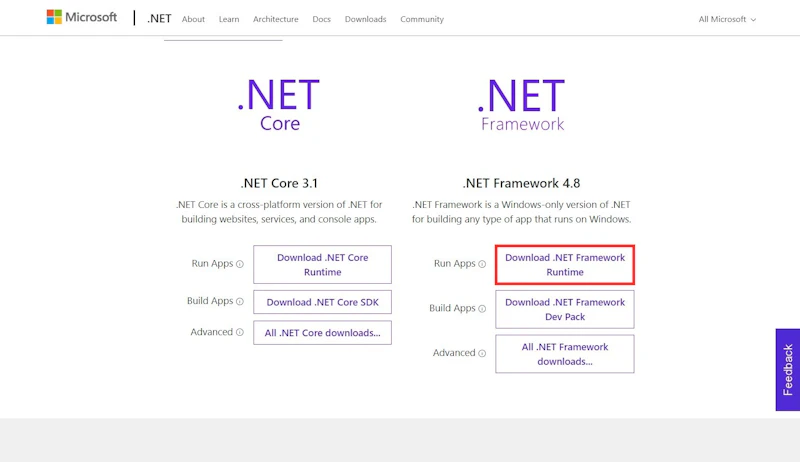 Tomarigiのインストール：.NET Framework