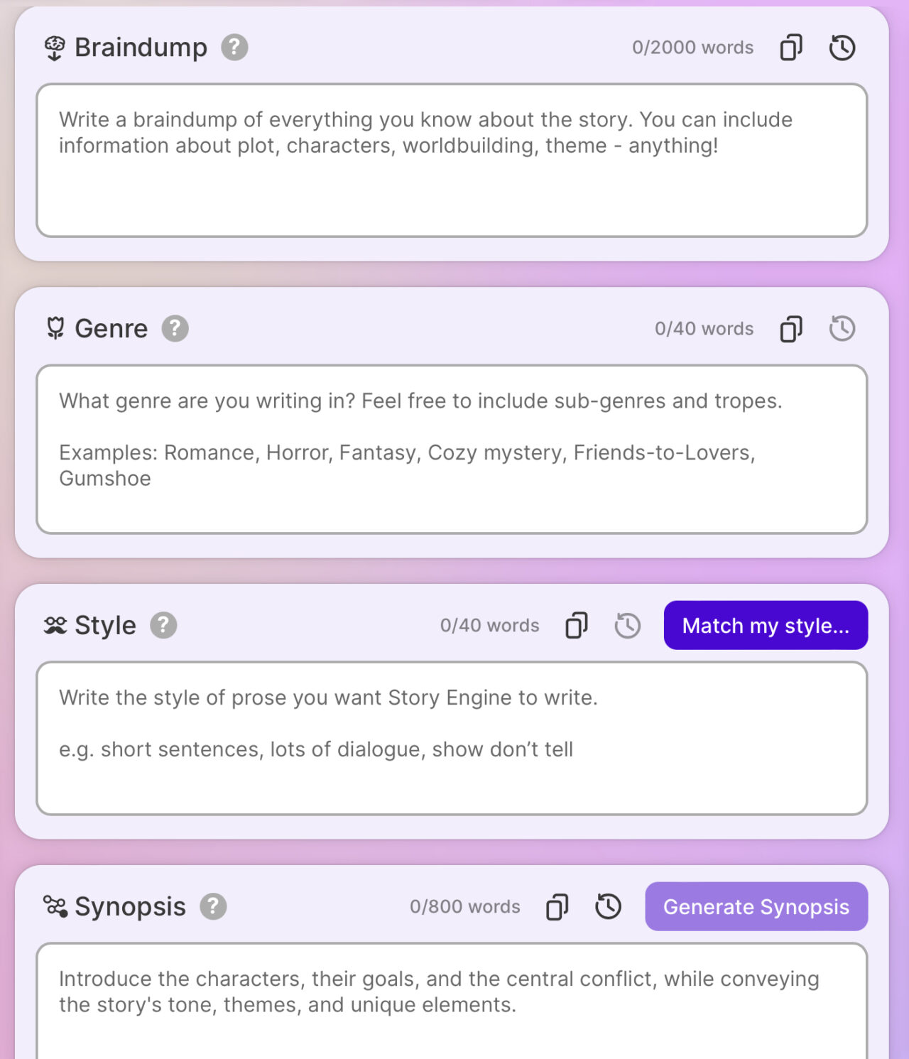 Sudowrite：ストーリーバイブル