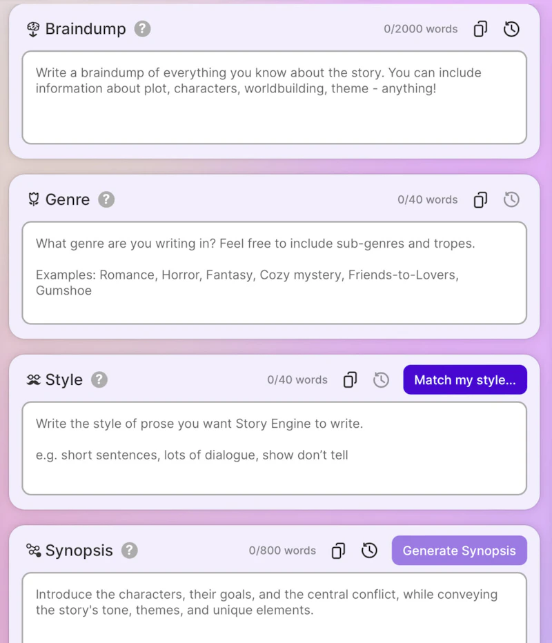 Sudowrite：ストーリーバイブル