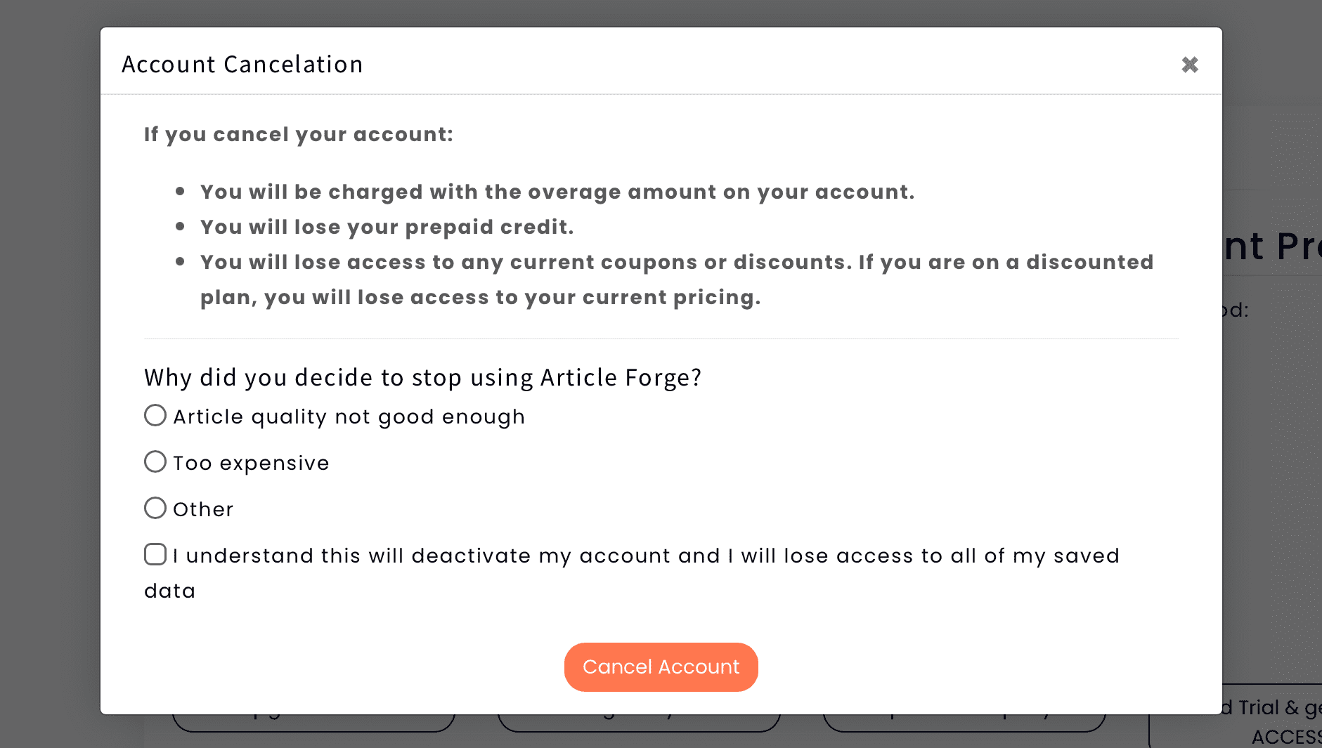 Article Forge:キャンセル