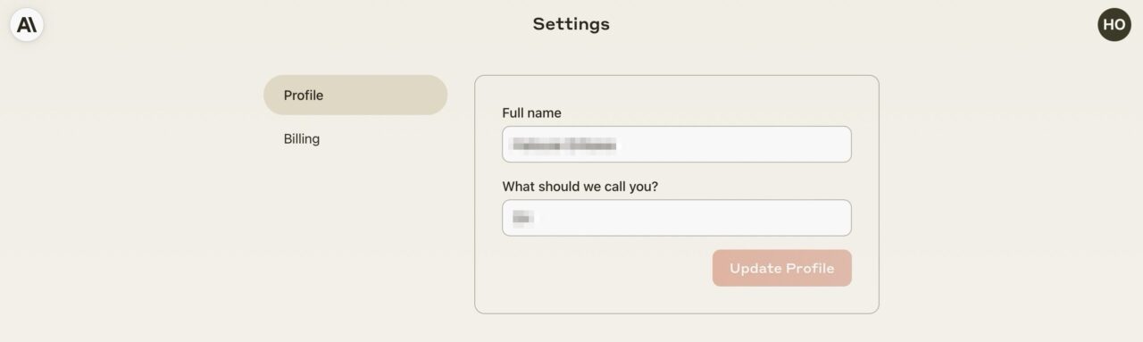 Claude2：プロフィール設定