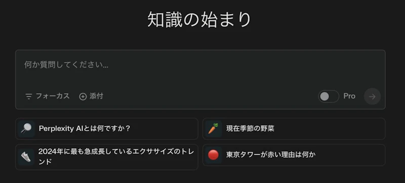 Perplexity：入力フォーム