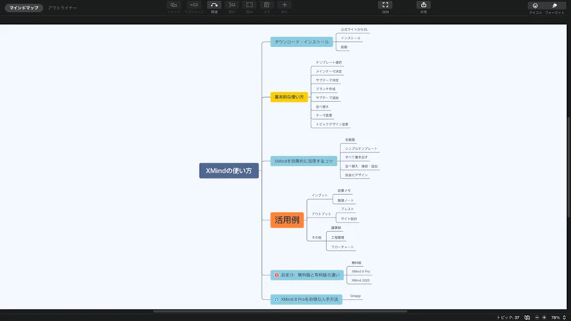 XMind：フルスクリーンモード