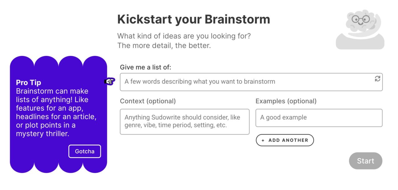 Sudowrite：ブレインストーミング（その他）