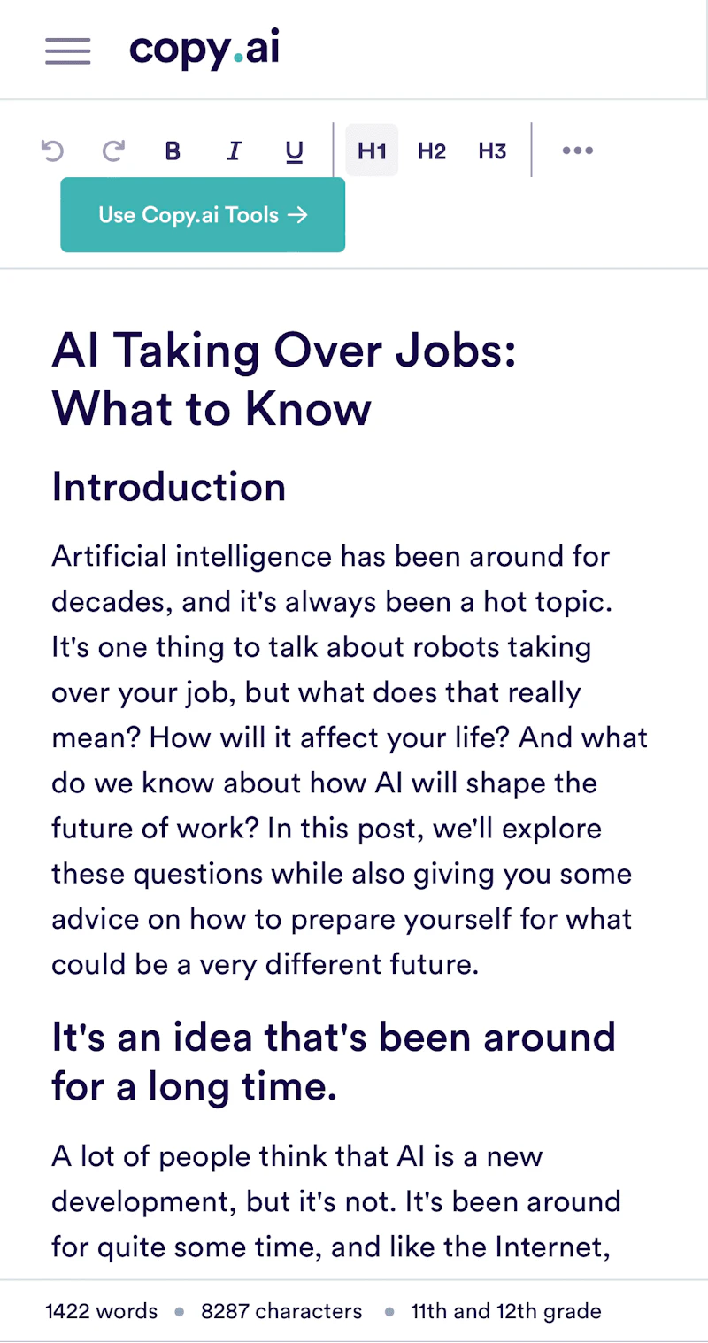 Copy AI：iPhone表示