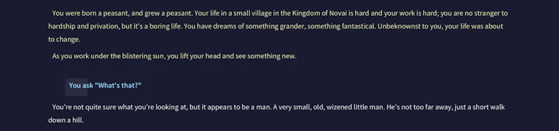 Novel AI：テキストアドベンチャー（会話：結果）
