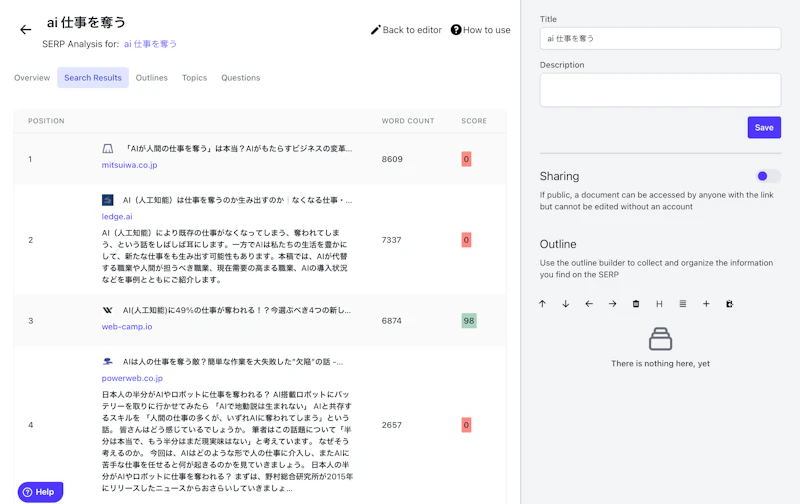 NeuralText：SERP（検索上位）