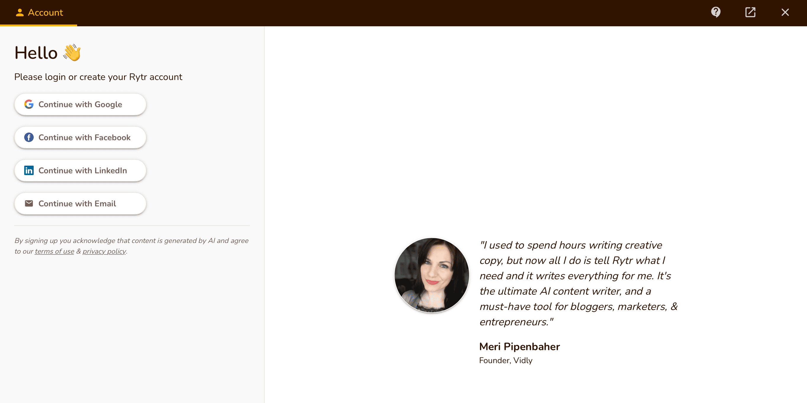 Rytr：サインアップ