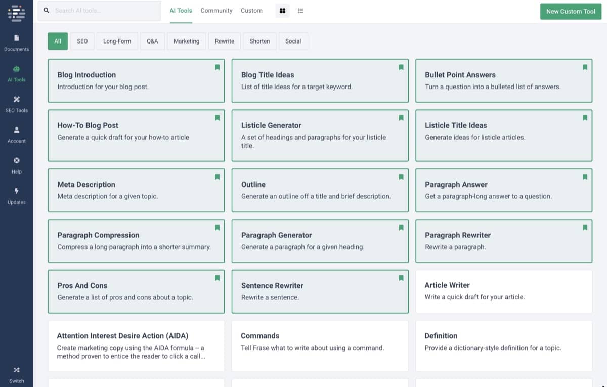 Frase.io：テンプレート