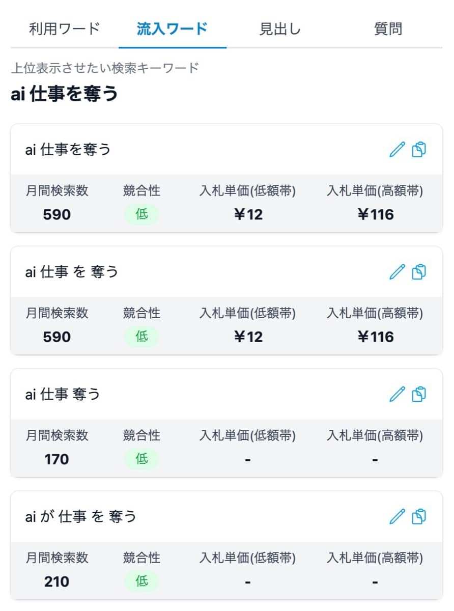 Transcope：流入キーワード