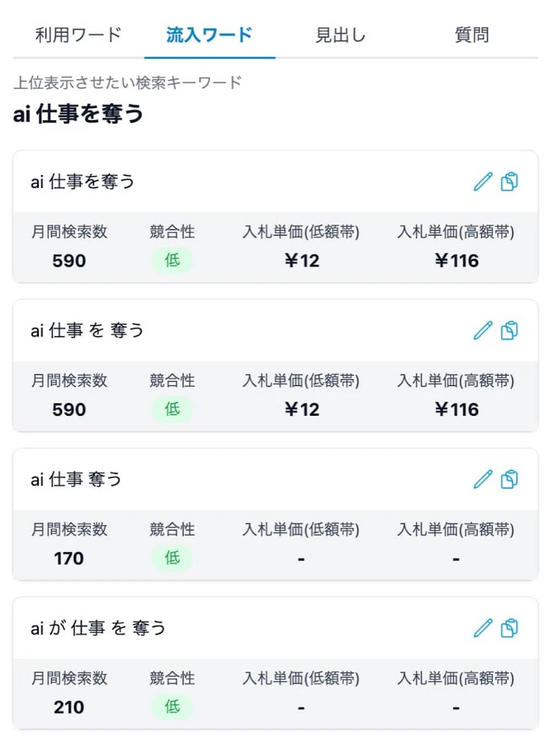 Transcope：流入キーワード