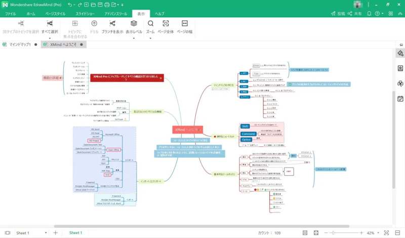 EdrawMind：XMindファイル（インポート結果）