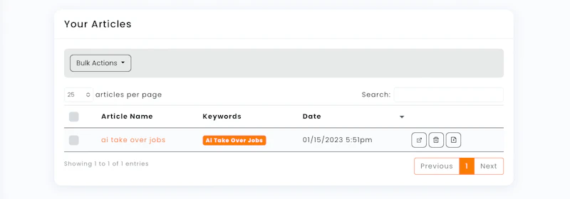 Article Forge：記事一覧