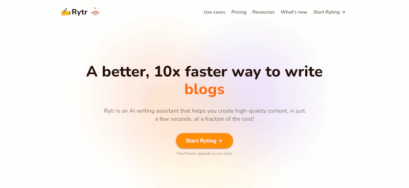 Rytr：トップページ