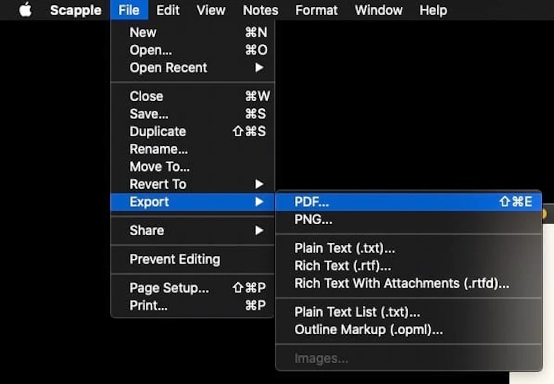 Scapple：保存・エクスポート
