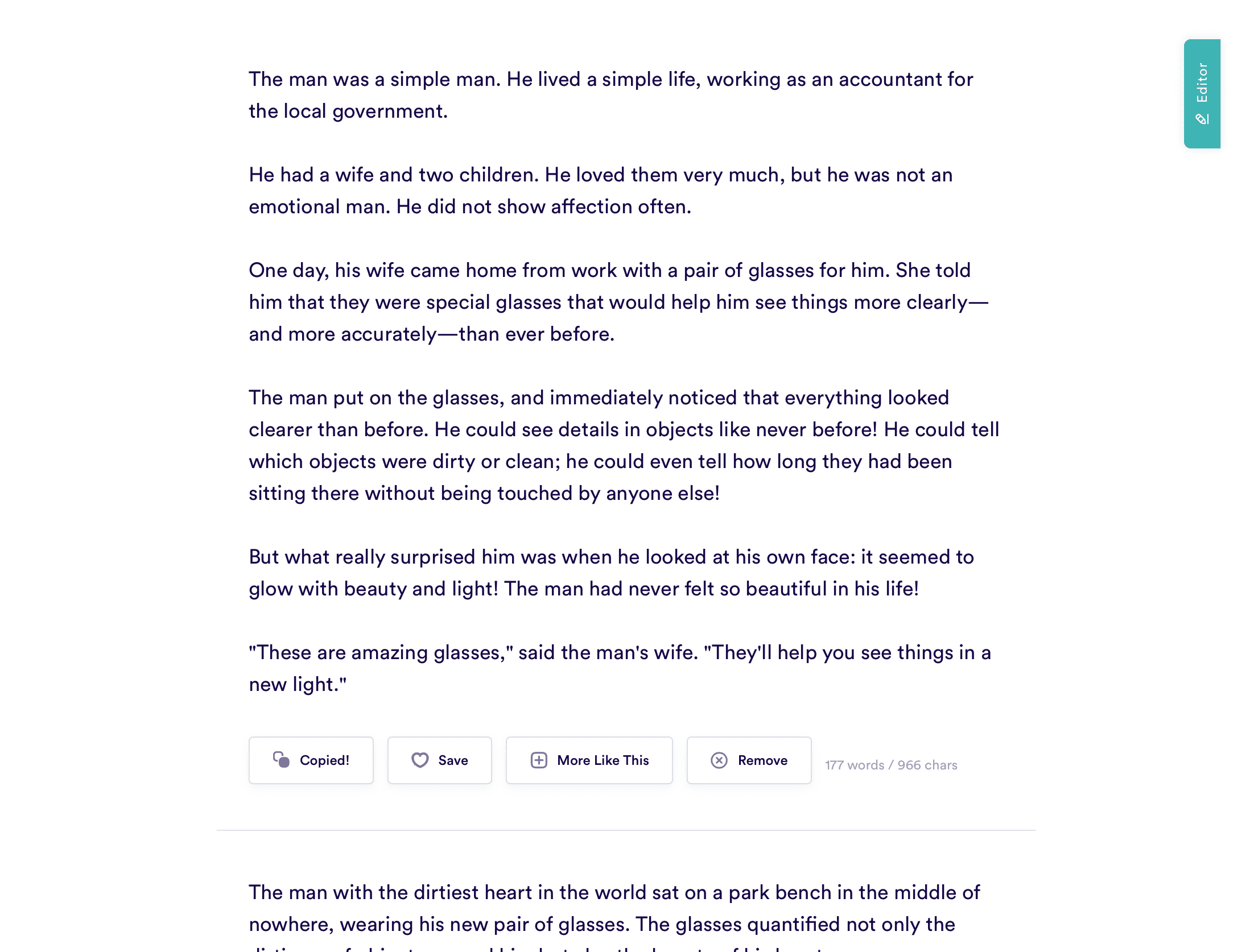 Copy AI：短編小説（出力結果）