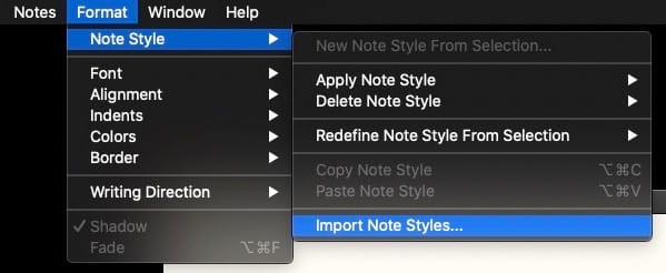 Scapple：スタイルインポート
