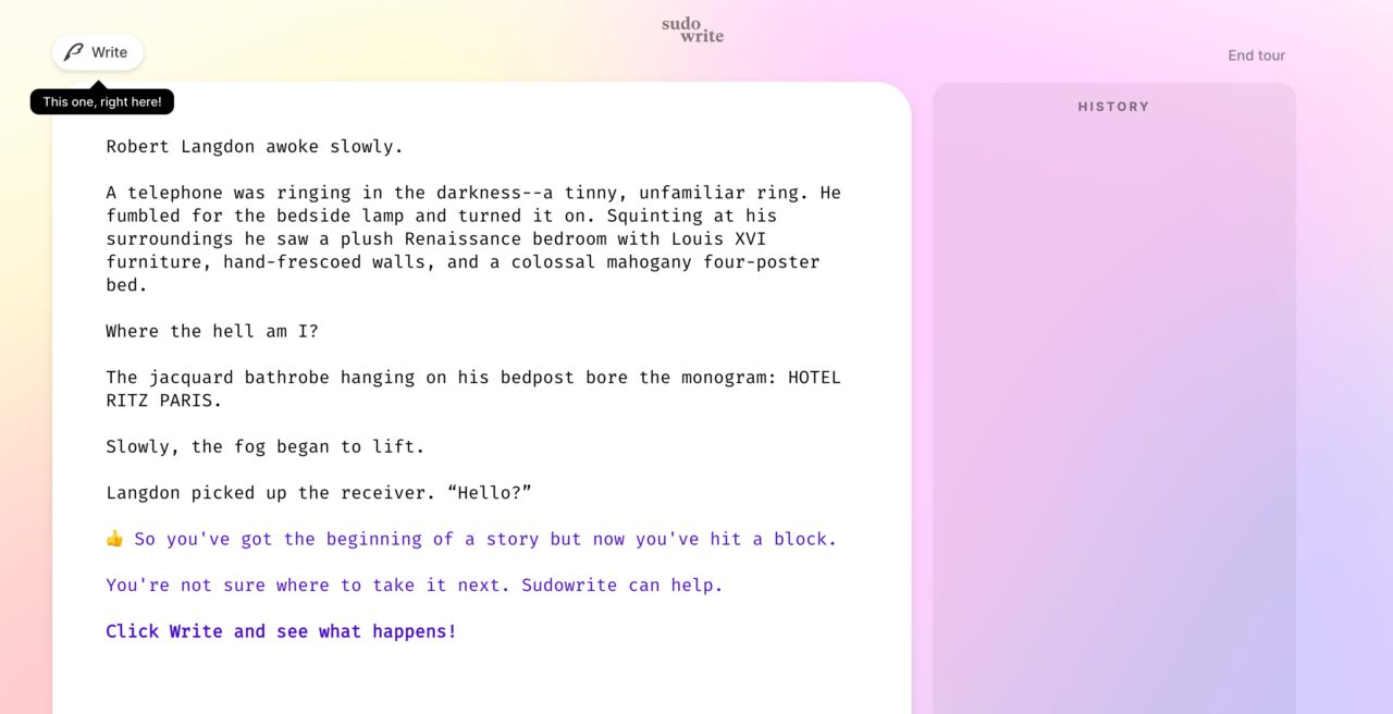 Sudowrite：チュートリアルデモ