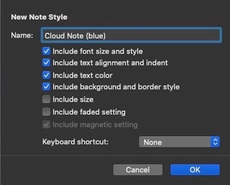 Scapple：スタイル保存設定