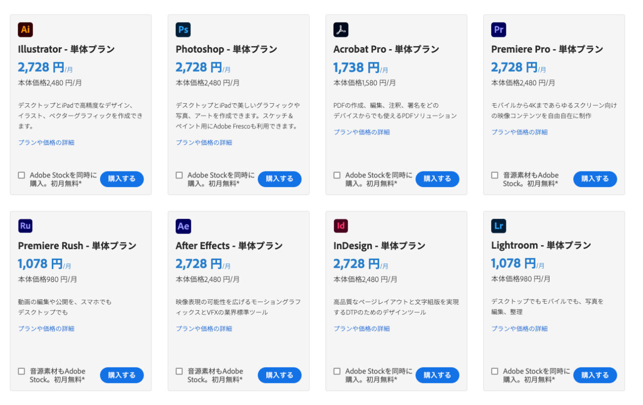 使うソフトのみサブスクリプション契約する