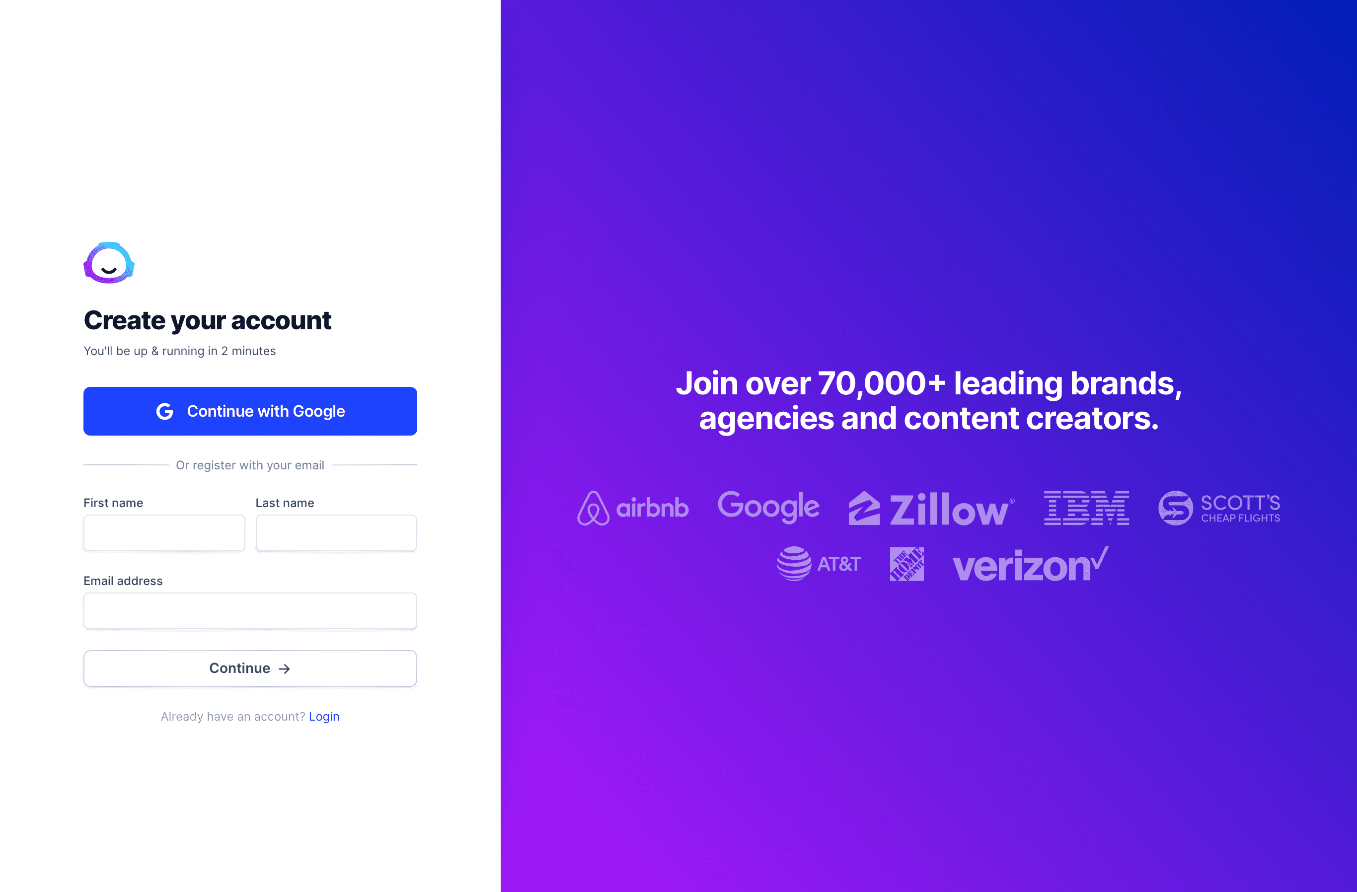 Jasper：サインアップ