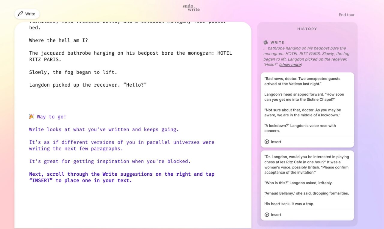 Sudowrite：チュートリアルデモ2