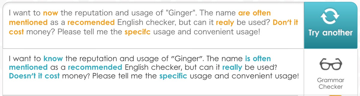 Ginger：添削結果