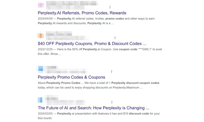 「perplexity promo code」でGoogle検索した結果