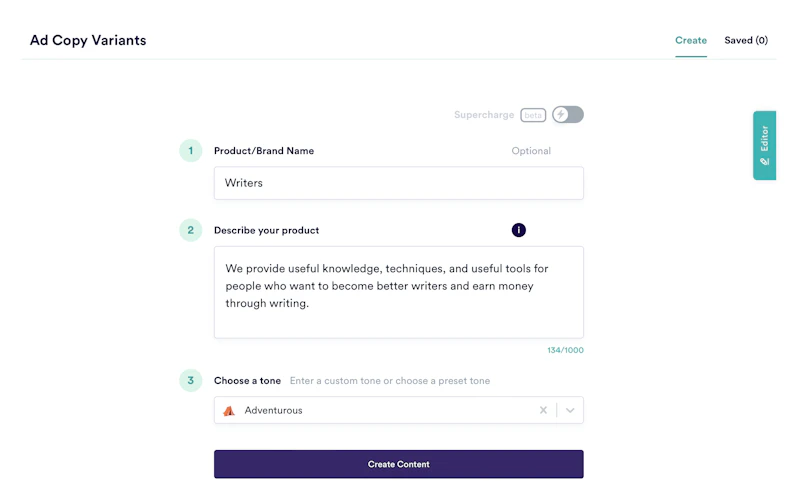 Copy AI：広告コピー