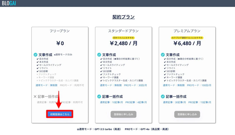 BLOGAI：料金プラン