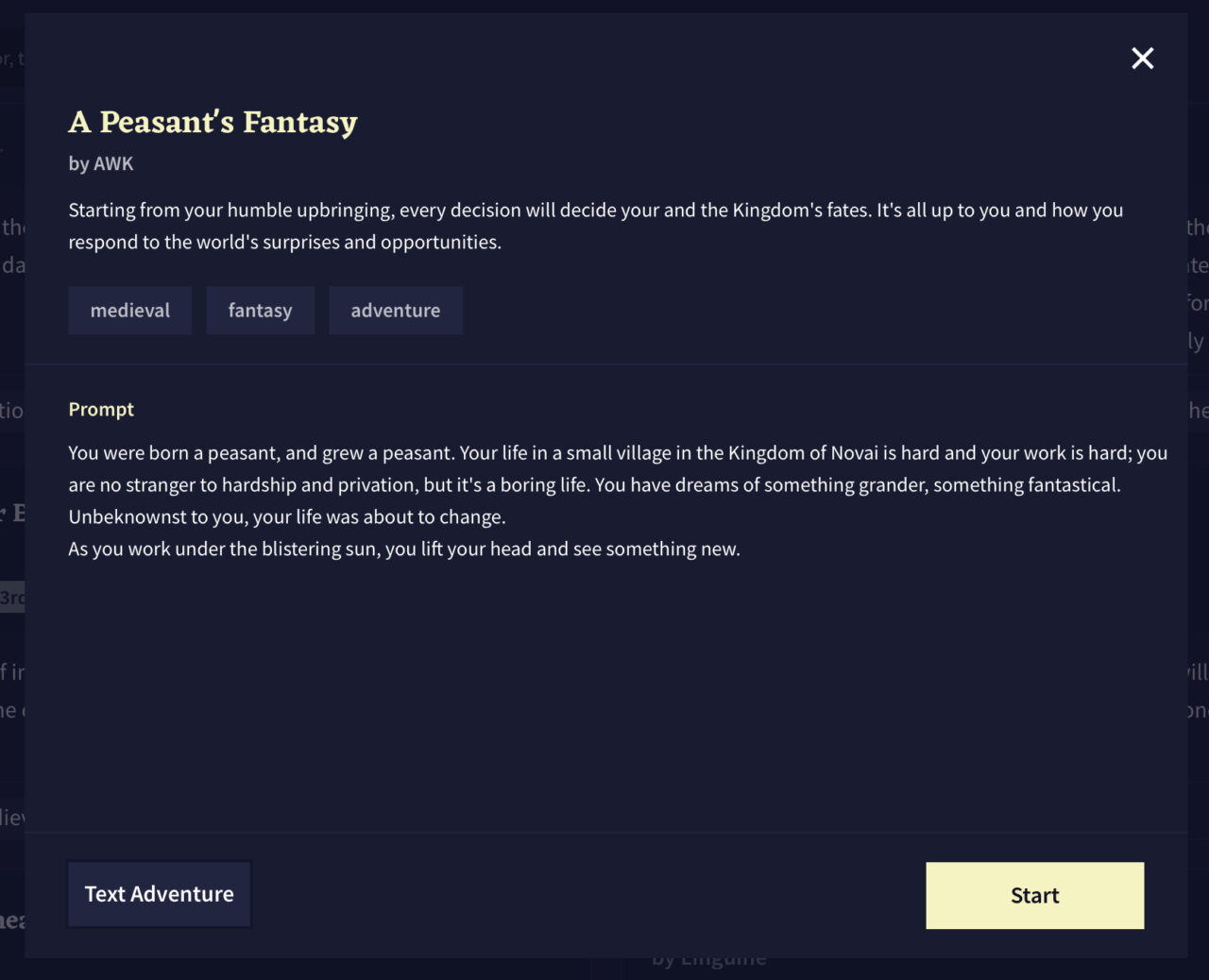Novel AI：サンプルシナリオ