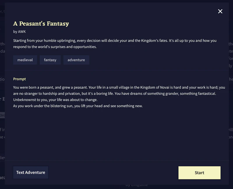 Novel AI：サンプルシナリオ