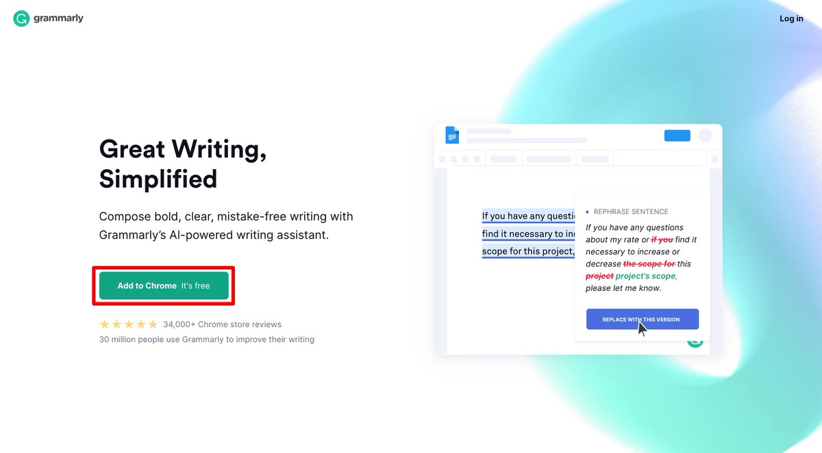 Grammarly：トップページ