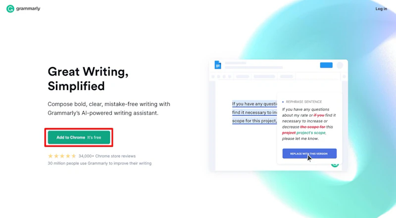 Grammarly：トップページ